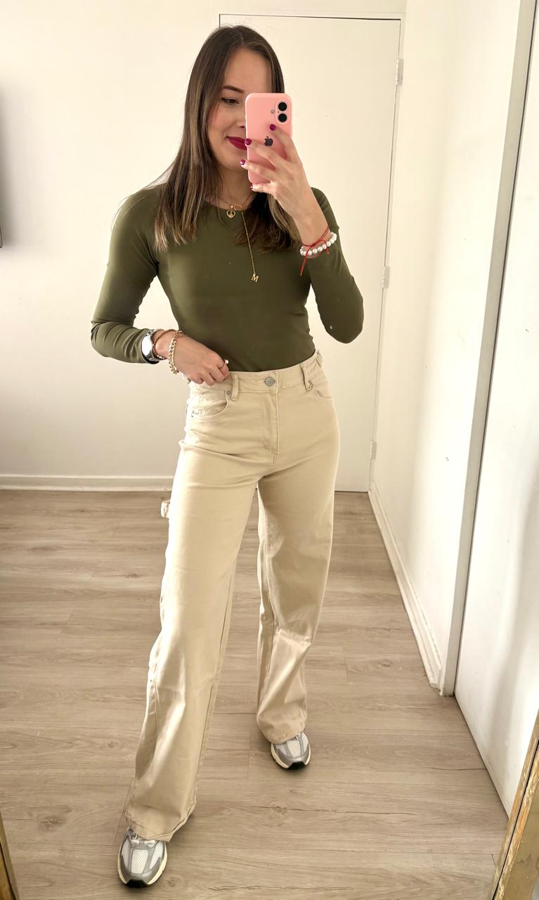 Pantalon Wide Leg Beige