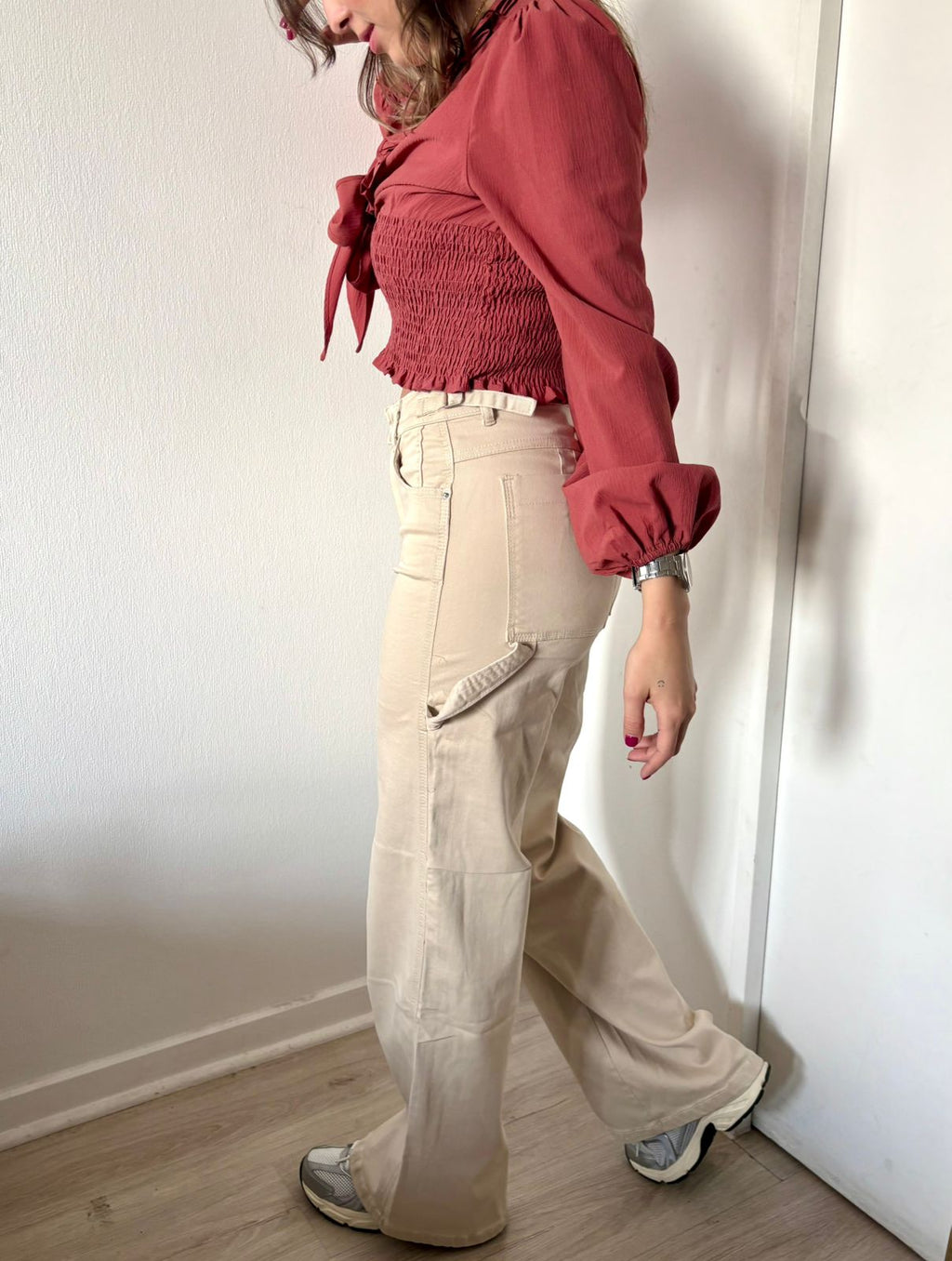 Pantalon Wide Leg Beige