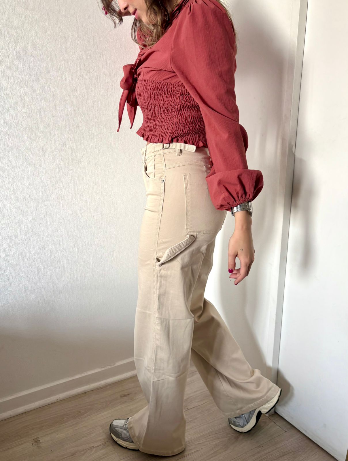 Pantalon Wide Leg Beige