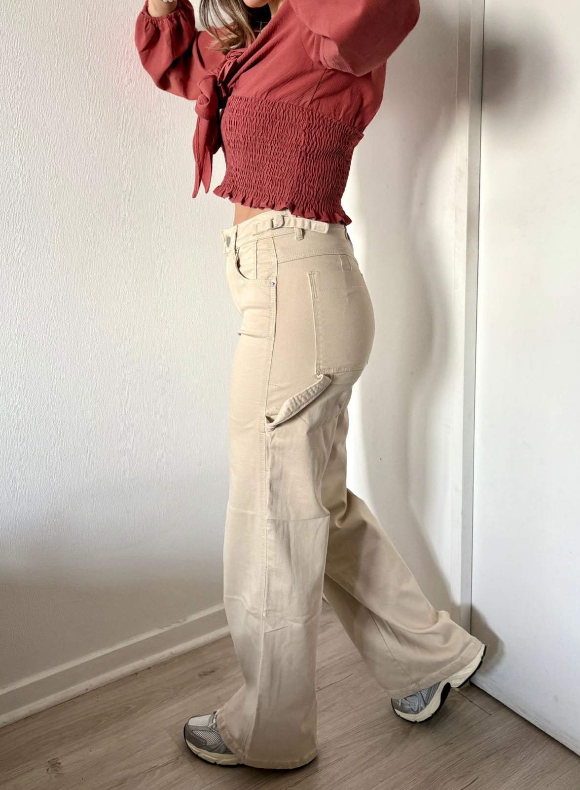 Pantalon Wide Leg Beige