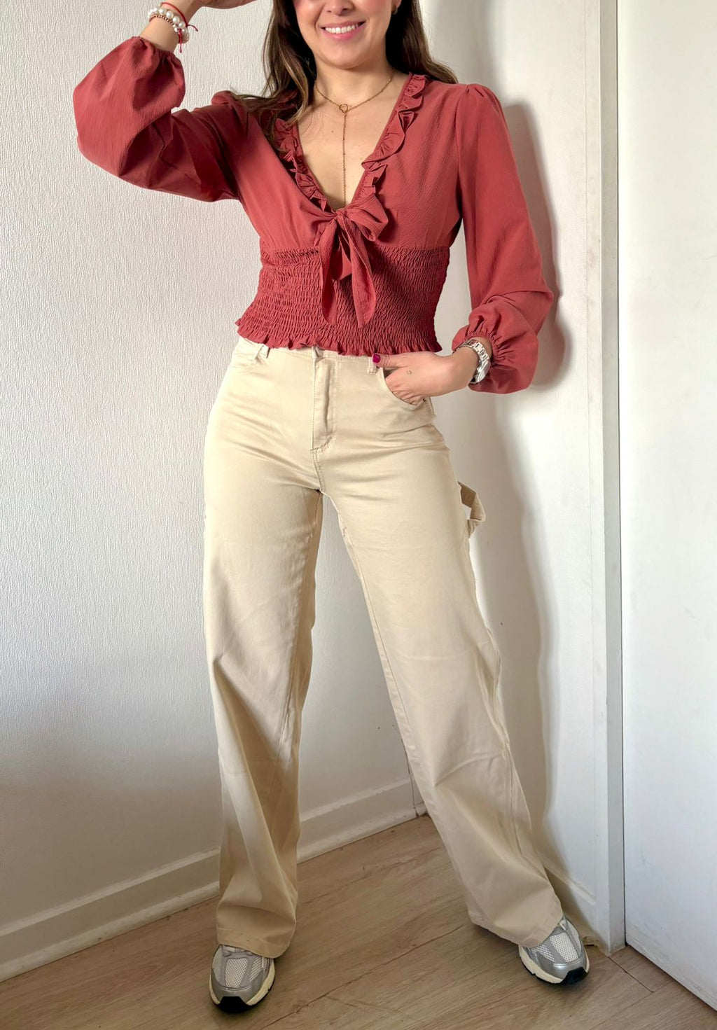 Pantalon Wide Leg Beige