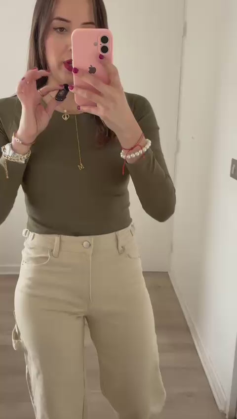 Pantalon Wide Leg Beige